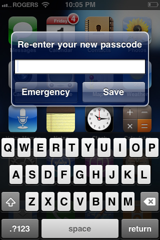 Confirm Passcode Screen