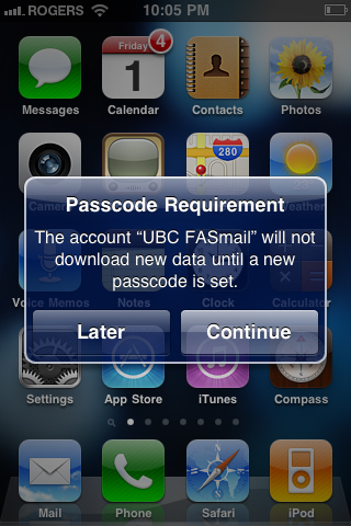 Passcode Requirement Page