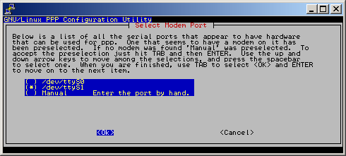 gnu-select modem