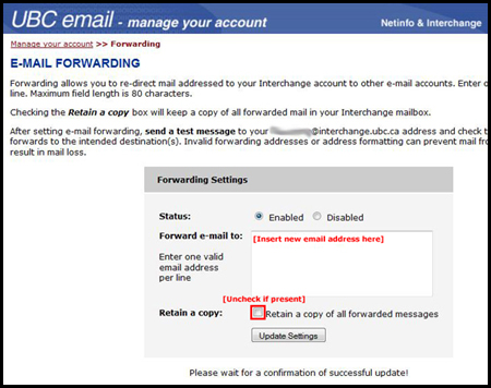 Interchange Email Forwarding