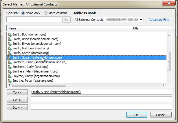 Outlook Select Contact