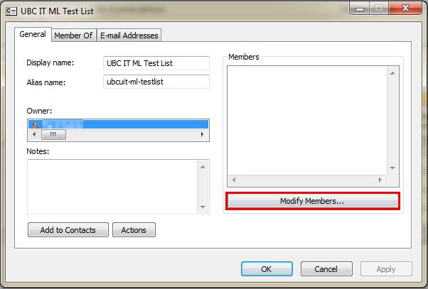 Outlook ML Modify Members