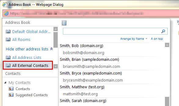 OWA Email All External Contacts