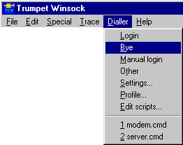 trumpet winsock 3 dialler bye